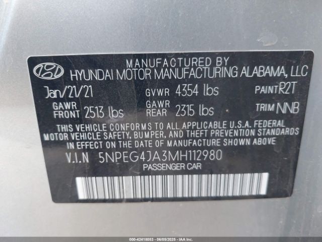 5NPEG4JA3MH112980 Hyundai gdi theta iii