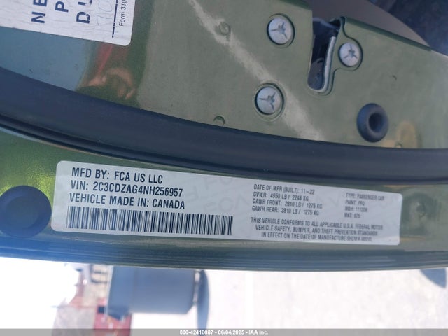 2C3CDZAG4NH256957 Dodge 2022