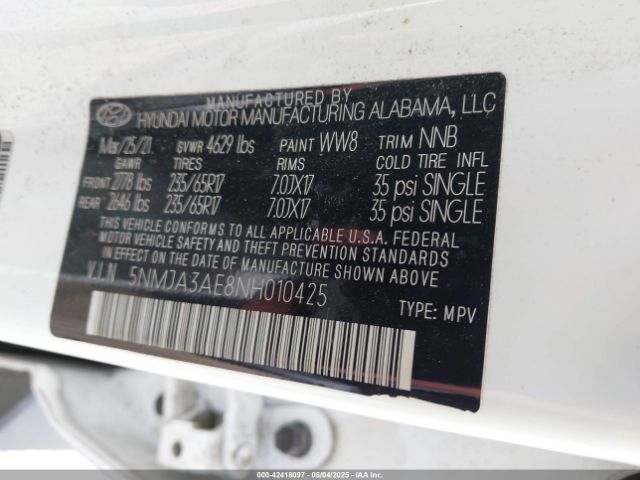 2022 HYUNDAI TUCSON 5NMJA3AE8NH010425 Photo 8