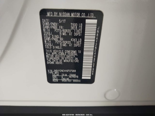JN8AY2NE4H9707966 Nissan 2017