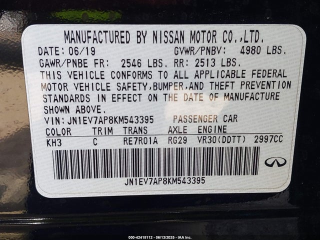 Infiniti Q50 2019 JN1EV7AP8KM543395 Image 9