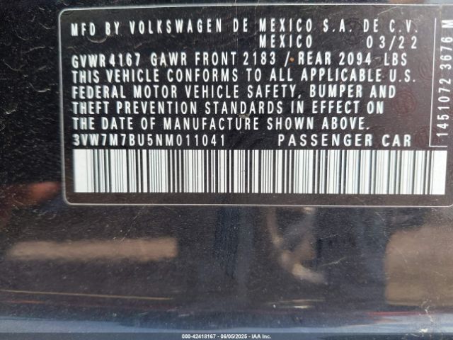 2022 VOLKSWAGEN JETTA 3VW7M7BU5NM011041 Photo 8