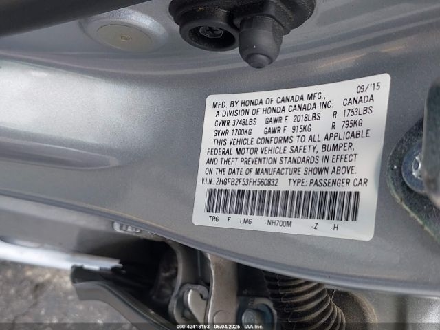 2HGFB2F53FH560832 Honda r18z1