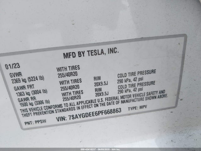 2023 TESLA MODEL Y 7SAYGDEE6PF668863 Photo 8