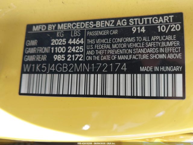 W1K5J4GB2MN172174 Mercedes-Benz m260