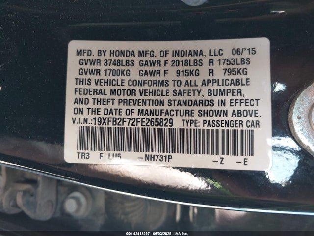 19XFB2F72FE265829 Honda CIVIC SE