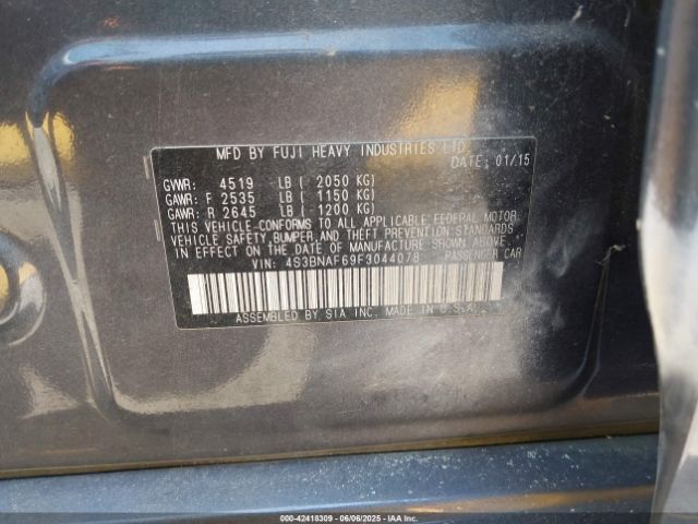 4S3BNAF69F3044078 Subaru 2.5l u5