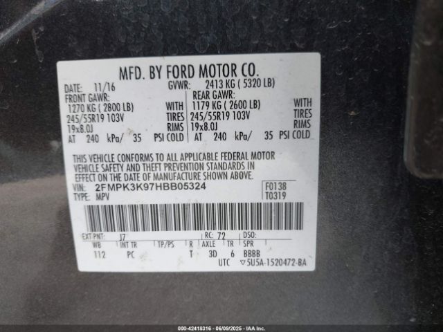 2017 FORD EDGE 2FMPK3K97HBB05324 Photo 8