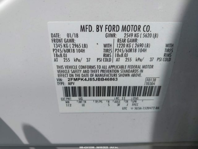 2018 FORD EDGE 2FMPK4J85JBB46863 Photo 8