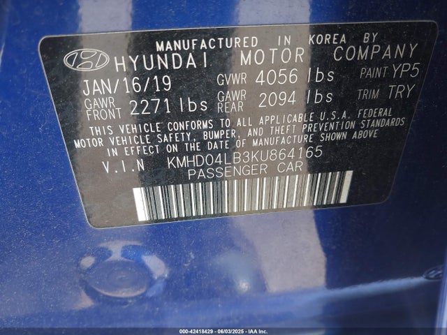 KMHD04LB3KU864165 Hyundai g 1.6 dohc t-gdi
