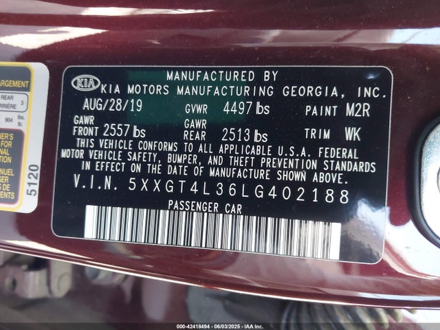 5XXGT4L36LG402188 KIA gdi