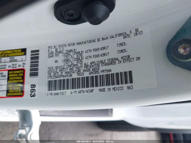 3TMCZ5AN3PM649180 Toyota 2gr-fks