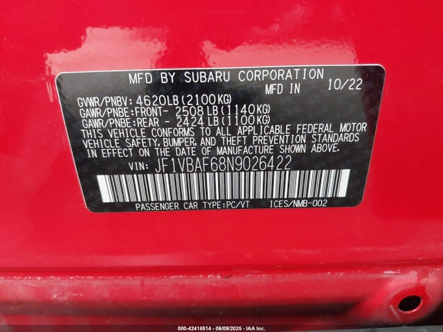 Subaru dib 2022 JF1VBAF68N9026422 Image 9