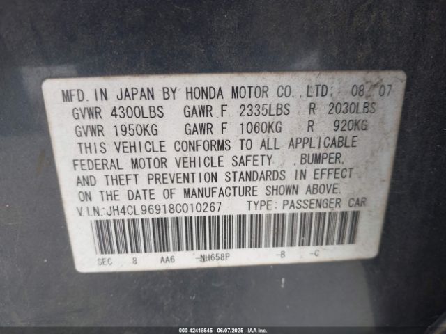 2008 ACURA TSX JH4CL96918C010267 Photo 8