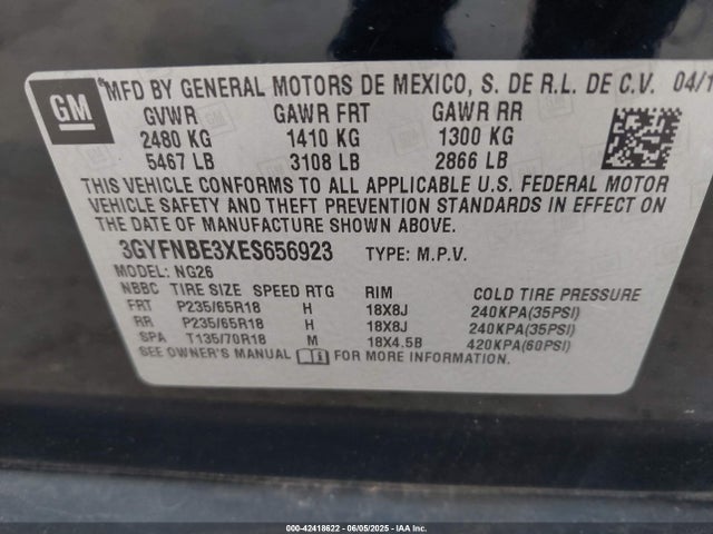 2014 CADILLAC SRX 3GYFNBE3XES656923 Photo 8