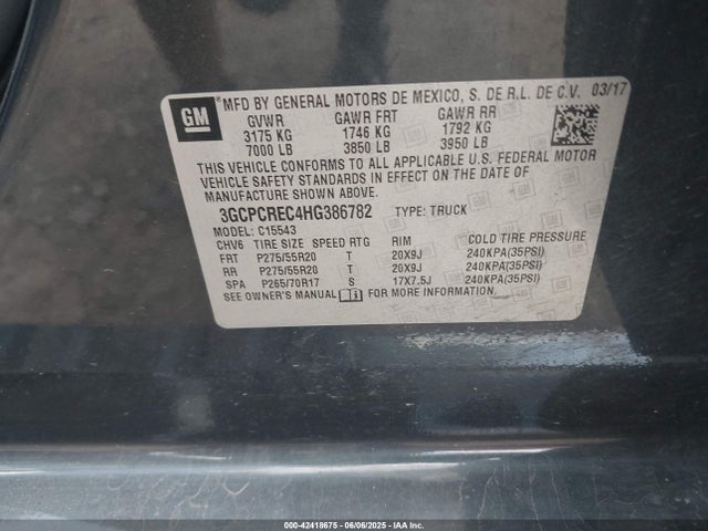 3GCPCREC4HG386782 Chevrolet l83 - sidi: spark ignited direct injection, vvt: variable valve timing, afm, e85 max, alum