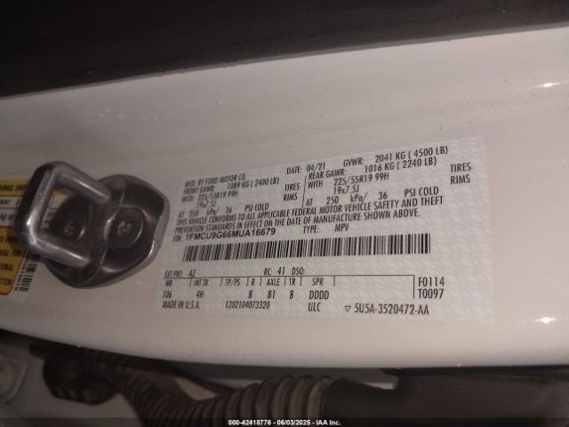 2021 FORD ESCAPE 1FMCU9G66MUA16679 Photo 8