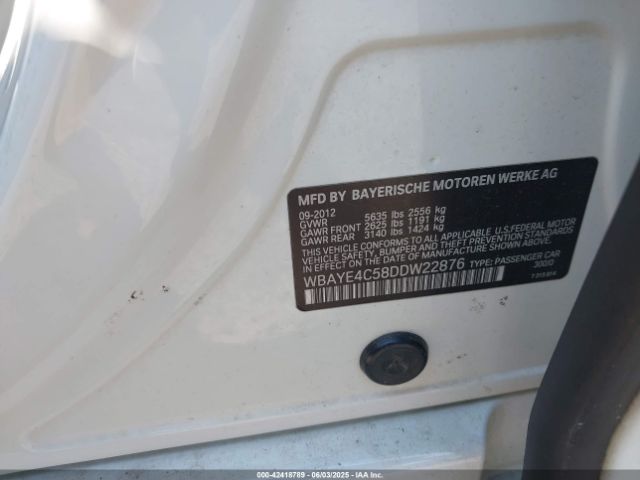 2013 BMW 740LI WBAYE4C58DDW22876 Photo 8