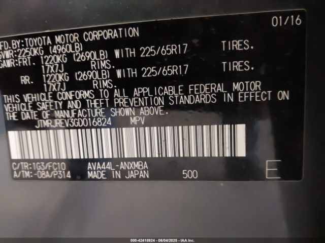 2016 TOYOTA RAV4 HYBRID JTMRJREV3GD016824 Photo 8