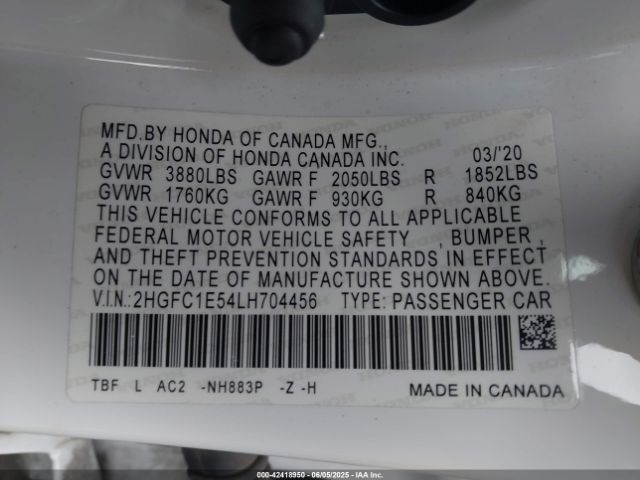 2020 HONDA CIVIC SI 2HGFC1E54LH704456 Photo 8