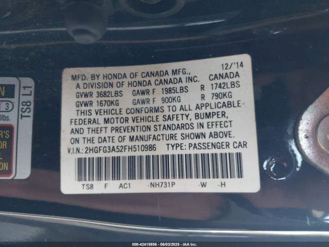 2HGFG3A52FH510986 Honda Civic Lx
