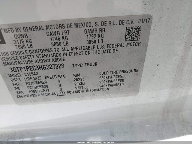 3GTP1PEC3HG327328 GMC l83 -spark ignited direct injection, variable valve timing, afm, e85 max, alum
