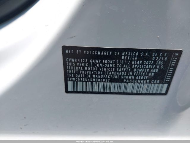 3VWC57BU4KM005027 Volkswagen 1.4 tsi