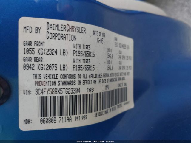 2005 CHRYSLER PT CRUISER 3C4FY58BX5T623304 Photo 8