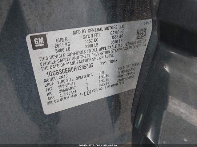 1GCGSCEN0H1245305 Chevrolet lg2 - di: direct injection, vvt: variable valve timing, alum, var2, gen2