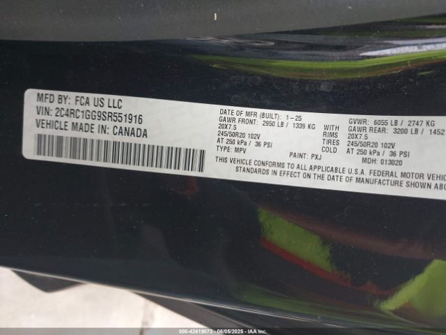 2C4RC1GG9SR551916 Chrysler Pacifica Limited