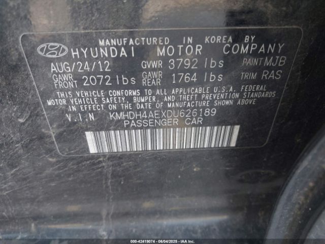 2013 HYUNDAI ELANTRA KMHDH4AEXDU626189 Photo 8