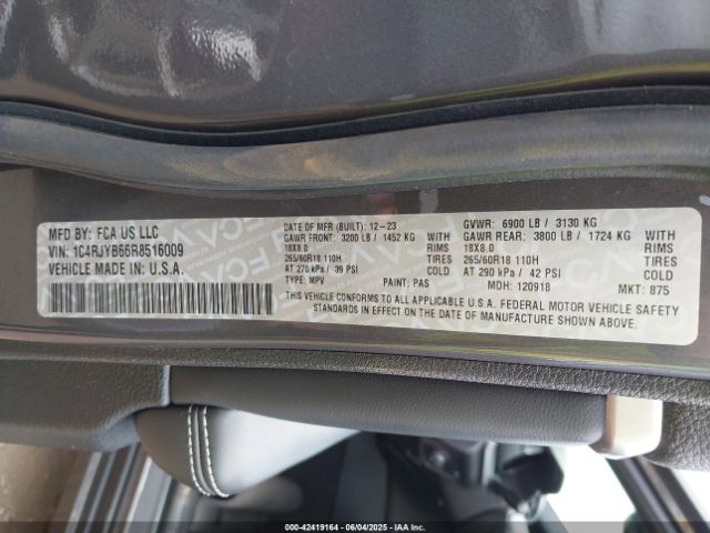 1C4RJYB66R8516009 Jeep Grand Cherokee 4xe