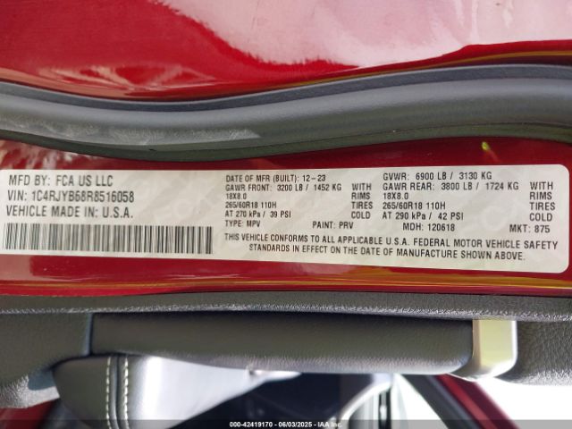 1C4RJYB68R8516058 Jeep Grand Cherokee 4xe