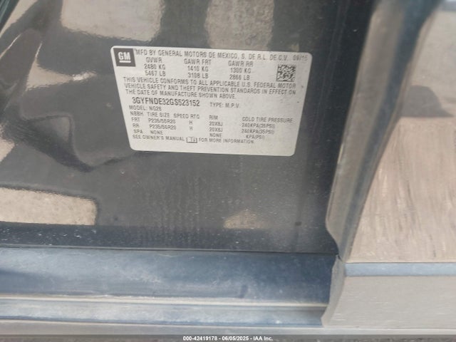 2016 CADILLAC SRX 3GYFNDE32GS523152 Photo 8