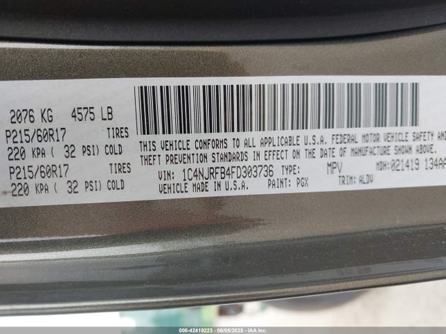 1C4NJRFB4FD303736 Jeep Patriot High Altitude Edition