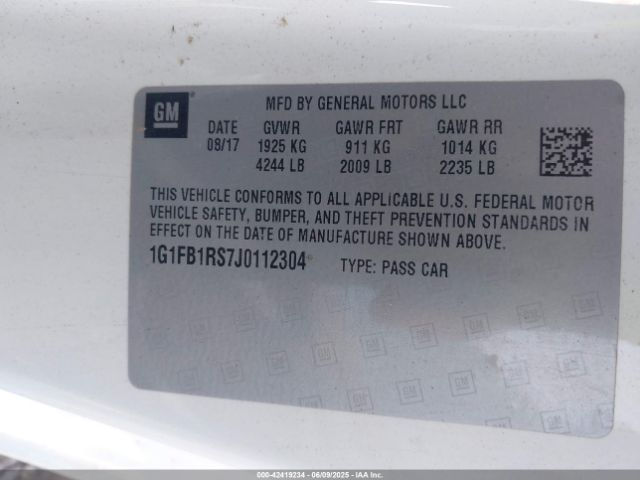 2018 CHEVROLET CAMARO 1G1FB1RS7J0112304 Photo 8