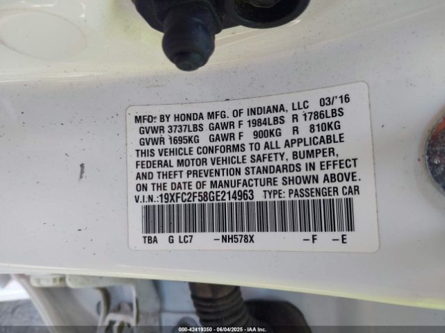 19XFC2F58GE214963 Honda Civic Lx