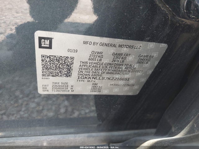1GKKNLLS7KZ216651 GMC Acadia Sle-2
