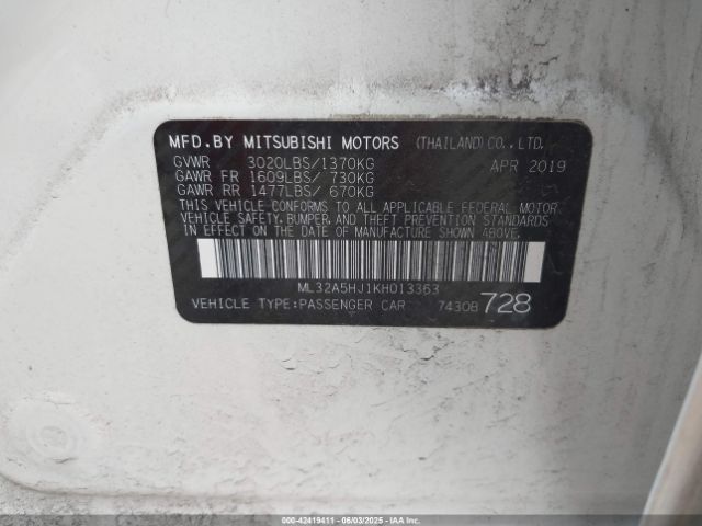 2019 MITSUBISHI MIRAGE ML32A5HJ1KH013363 Photo 8