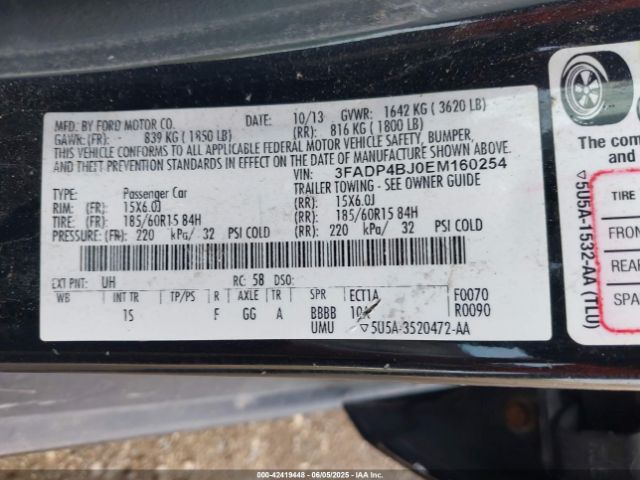 3FADP4BJ0EM160254 Ford 2014