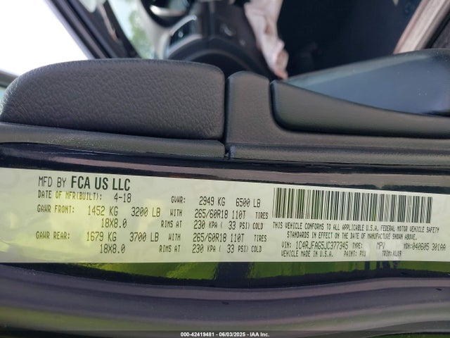 1C4RJFAG5JC377345 Jeep Grand Cherokee Laredo E 4x4