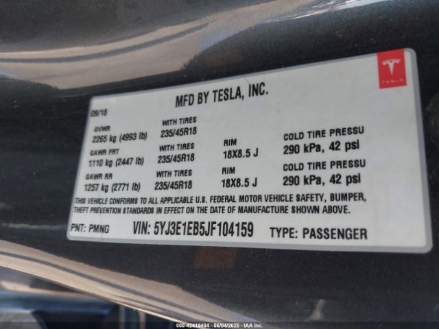 2018 TESLA MODEL 3 5YJ3E1EB5JF104159 Photo 8