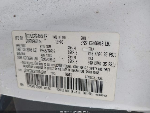 2007 MITSUBISHI RAIDER 1Z7HC28K37S161604 Photo 8