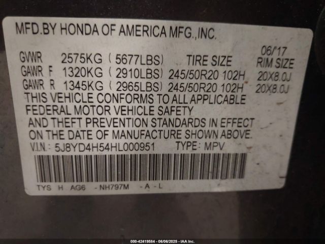 2017 ACURA MDX 5J8YD4H54HL000951 Photo 8