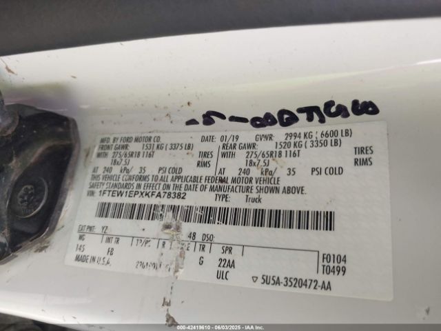 1FTEW1EPXKFA78382 Ford F-150 Xlt