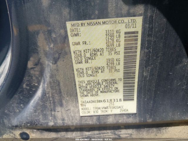 2011 NISSAN ARMADA 5N1AA0NE8BN618318 Photo 8