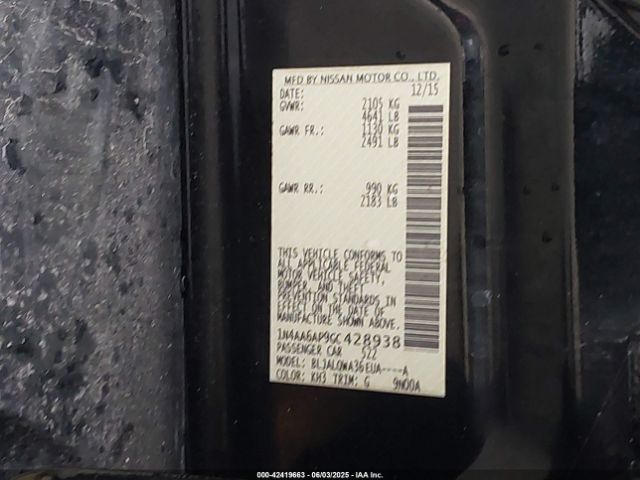 1N4AA6AP9GC428938 Nissan Maxima 3.5 S