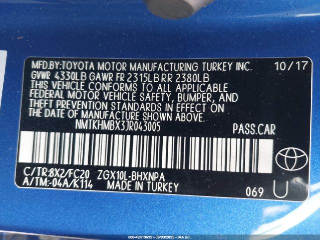 NMTKHMBX3JR043005 Toyota C-hr Xle Premium