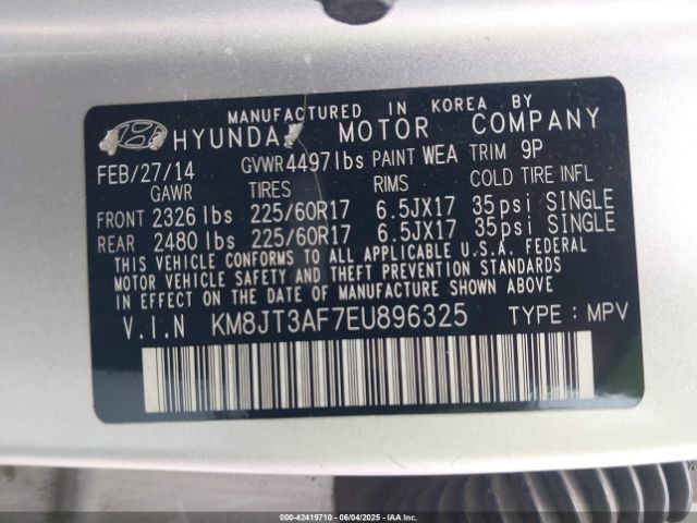 KM8JT3AF7EU896325 Hyundai TUCSON GLS