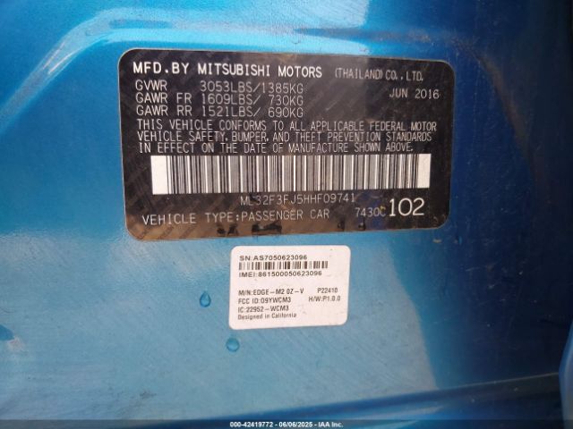 2017 MITSUBISHI MIRAGE G4 ML32F3FJ5HHF09741 Photo 8
